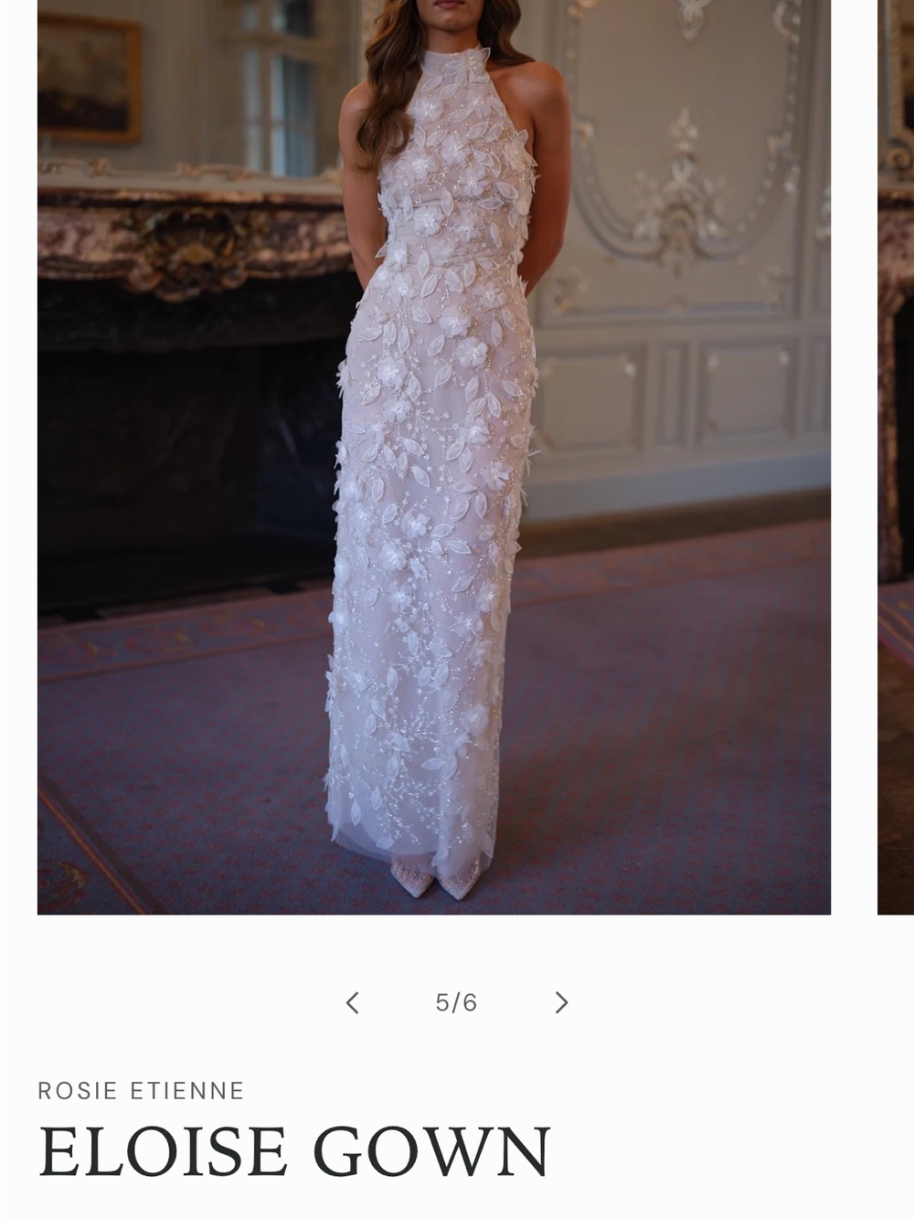 Rosie Etienne Eloise Gown - White Embellished Halter Dress